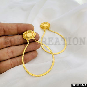 ต่างหูชุบทองทำด้วยมือแบบห้อยและต่างหูแฟชั่นชุดปาร์ตี้ต่างหูทองเหลืองชุบทองขายดี - Product Image 4