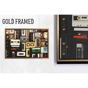 Arte en Lienzo de Casete Retro: Decoración de Pared con Impresión Nostálgica, 1 Pieza con Marco Dorado - Product Image 1