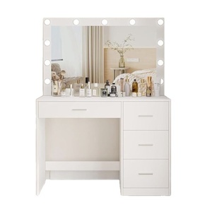Modern Makeup <strong>Vanity</strong> Table with LED Lighted Mirror 3 Color Lighting Modes Dressing Table <strong>Bedroom</strong> Storage <strong>Vanity</strong> Desk <strong>Unit</strong> - Product Image 4