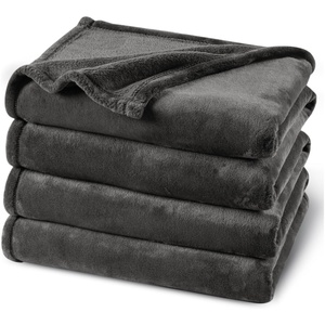 Bán buôn cao cấp bền sang trọng giá rẻ flannel chăn thoải mái <span class=keywords><strong>Polyester</strong></span> mềm tối màu xám ném Chăn cho khách sạn nhà du lịch - Product Image 1