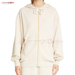 Breathable Winter Hoodie for Women with <b>Zipper</b> Front Long Sleeves Anti-Wrinkle Customizable Color & Logo High Street Style - Product Image 1