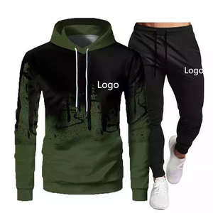 Nuevo Conjunto Deportivo de Dos Piezas para Hombre, Sudadera con Capucha de Manga Larga de Color Sólido, Conjunto de Jogging 3D, Chándal Liso - Product Image 2