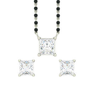 Compre un Conjunto de Mangalsutra de Plata Pura, Joyería Fina con Diamante de Corte Esmeralda Chapado en Oro, para Regalo de Boda o Fiesta para Esposa - Product Image 1