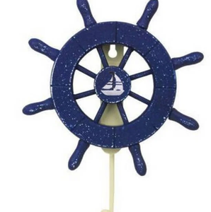 Rueda de barco decorativa azul oscuro rústica con la mejor rueda de barco náutico de alta calidad decoración hecha a mano - Product Image 1
