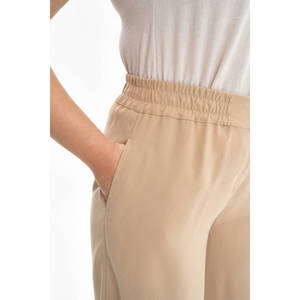 Pantalones de Crepé Holgados de Cintura Alta Elástica en Color Beige para Mujer, Casuales de Otoño - Product Image 6