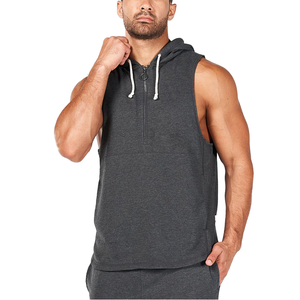 Custom Sleeveless Hoodie Wholesale Gym Tank Hoodie Athletic Workout Pullover Fitness Training Vest OEM ODM Private <b>Label</b> - Product Image 1