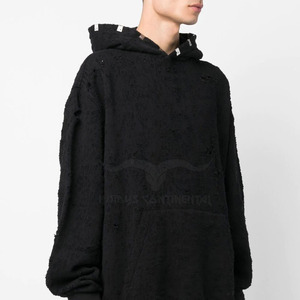 Sudaderas con capucha desgastadas de color sólido para hombre más vendidas Patrón 3D personalizado Técnicas de hojaldre Grueso Invierno con capucha Liso teñido - Product Image 3