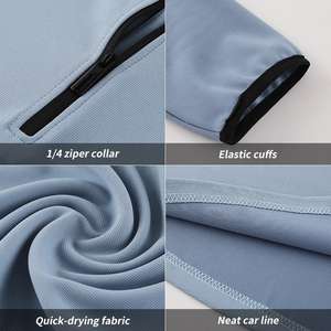 Top deportivo transpirable de secado rápido para hombre con cuello levantado, manga larga con media cremallera para deportes al aire libre, chándales OEM - Product Image 6