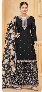La última colección Salwar Kameez romana de seda bordada pesada Impresión digital Dupatta de seda para fiestas Ropa India pakistaní - Product Image 5