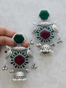 ต่างหูแบบห้อยทำจากหิน Monalisa ต่างหูแบบห้อยต่างหูสีเงินแบบอินเดียที่มีน้ำหนักเบาป้องกันการเสื่อมเสีย - Product Image 6