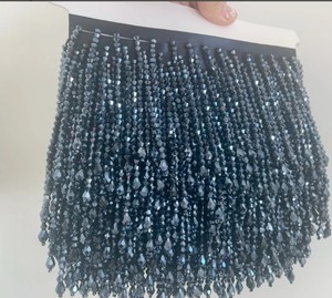 Garniture de gland à franges en perles de cristal marine pour costume de danse - Product Image 1