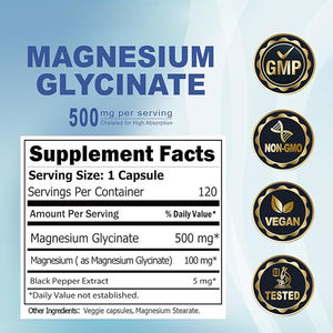 Cápsulas de Glicinato de Magnesio Personalizadas de la Mejor Calidad, Mejoran la Absorción, Cápsulas Vegetarianas de Potasio y Magnesio, Cápsulas de Magnesio B6 para Energía - Product Image 2
