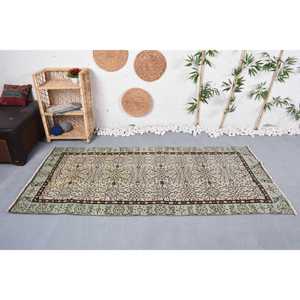 Alfombra Turca de 3,4x7,3 pies, Alfombra Vintage Beige con Diseño de Camuflaje - Product Image 2