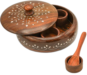 Customized Best Quality Handcrafted Natural Wooden Square Classic Design Spice <b>Box</b> Container for Home Restaurant Business Gift - Product Image 3