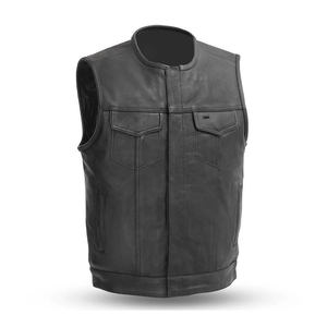 Gilet de moto en similicuir personnalisé pour homme, coupe-vent, col en V, boutons, style streetwear - Product Image 1