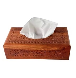 Best Selling <b>Portable</b> Wood Tissue Napkin Holder Box Rectangular Dinnerware for Home Restaurant Hotel Use <b>Table</b> Setting Boxes - Product Image 5