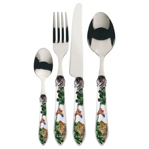 Couverts en acier inoxydable utilisés dans les ustensiles de cuisine Table Café Usage domestique Couverts finis plaqués couleur argent Poignée multicolore Lot de 6 - Product Image 2