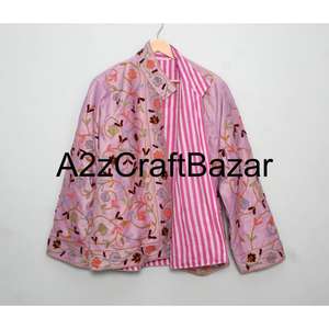 Hand Embroidered Vintage Bohemian Floral Printed Knitted Reversible Quick Dry Breathable Eco-Friendly <b>Women's</b> <b>Velvet</b> <b>Jacket</b> - Product Image 6