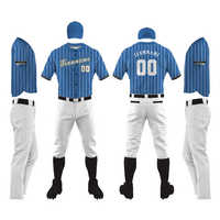 Ensemble de maillot de baseball rayé bleu, uniforme d'équipe, manches courtes, boutons sur le devant, logo personnalisé, 100% polyester, anti-UV, séchage rapide, unisexe