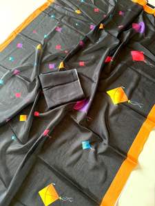 Designer Bollywood Indiase traditionele zware zachte Chinon dames sari op voorraad - Product Image 2