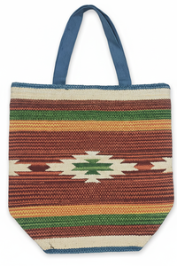 Bolsa de Compras de Algodón Tejida a Mano, Reversible, con Patrón Geométrico, 40x40x12cm, Cierre Magnético, Asa Larga, para Uso Diario, Venta al Por Mayor - Product Image 2