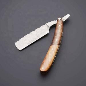 Navaja de Afeitar Profesional de Acero de Damasco de Alta Calidad, de Una Sola Hoja, Corte Recto, Mango de Madera, de Life Care Instr. - Product Image 3