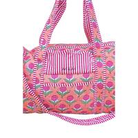 Grand sac de voyage matelassé en coton, style bohème, pour week-end, à bandoulière, avec fermeture éclair, motif géométrique, vintage, mode, deux sangles, chaînes de voyage, été automne