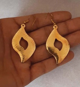 Trendy Style 925 <b>Silver</b> Gold Plated <b>Dangle</b> <b>Earring</b> High Looking Fancy Leaf Shape <b>Earring</b> For Gift Jewelry for Christmas day Gift - Product Image 1