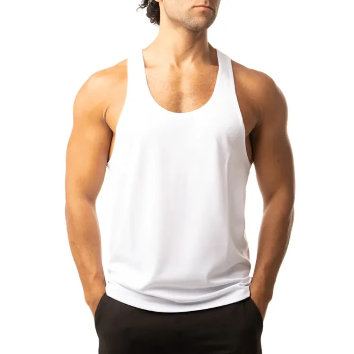 Yeni tasarım erkek spor katı renk Tank Top Fitness spor giyim egzersiz Tank Top hızlı kuru erkek yelekler gömlek Activewear