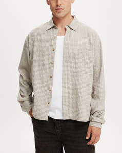 50% poliéster, 50% Algodón manga larga ajuste Regular anti-pilling y antiarrugas camisa Casual para hombres puños ajustados tapeta de botón - Product Image 3