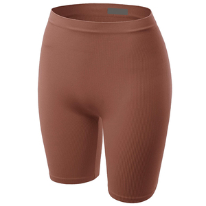 Custom Seamless Gym Sport Fitness Workout Dark Chestnut Yoga Shorts Cintura alta Control de barriga Stretch Activewear para mujeres - Product Image 2