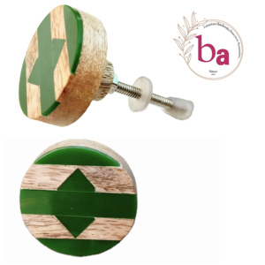 Boutons en résine verte en bois de conception industrielle, poignées de porte de tiroir d'armoire pour commode de cuisine à usage extérieur - Product Image 1