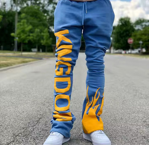 Pantalons Personnalisés Pantalons Empilables Pantalon de Jogging Polaire Imprimé Haute Qualité Streetwear Pantalon Évasé en Coton Pour Hommes Pantalon de Survêtement Évasé Unisexe - Product Image 1