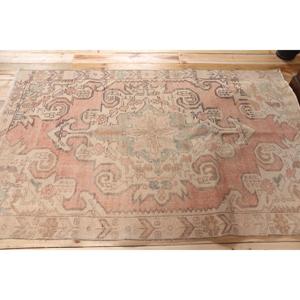 Alfombra Turca de 4.2x6.7 pies, Alfombra Sólida Rosa Vintage - Product Image 3