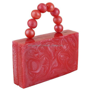 Aaliyan impex กระเป๋าคลัทช์เย็นอะคริลิคสีแดงสำหรับผู้หญิงงานฝีมือทำจากเรซิ่นนำเข้าที่สวยงามพร้อมลวดลายทางศาสนาของขวัญแฮนด์เมด - Product Image 1