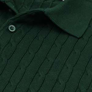 Polo en tricot côtelé pour homme, coton premium, tricotage, manches courtes, texture classique, coupe décontractée, vêtements élégants - Product Image 4