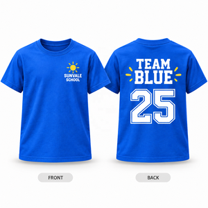 เสื้อยืดแขนสั้นผ้าฝ้ายระบายอากาศสำหรับเด็ก  สำหรับวันกีฬาโรงเรียน  แบบทีมโรงเรียน - Product Image 3