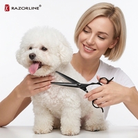 Kits de ciseaux pour chiens professionnels Zhangjiagang Razorline NPK32B couleur noire vente chaude 9cr acier inoxydable pour le toilettage des animaux de compagnie