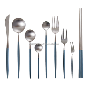Elegant Style 18/10 <b>Flatware</b> <b>Set</b> With Blue Handle For Wedding Restaurant - Product Image 6