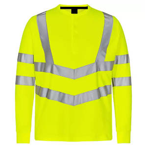 Wholesale Hi Vis Men's Reflective Workwear Shirts <b>Yellow</b> Long Sleeve Construction Safety T-Shirts Formal Knitted <b>Fabric</b> - Product Image 3