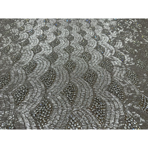 Tela de Alta Costura con Cuentas de Cristal de Lujo, Encaje Jacquard con Técnica Metálica Tejida - Product Image 2