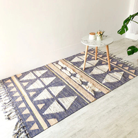Tapis tissé à la main en jute et laine 100% vintage multicolores de style bohème, décoration d'événements de mariage, décoration de sol, couloir, tapis brodé