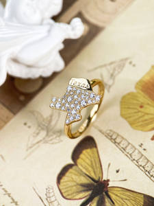 Moissanite Diamond State Ring Carte Contour de la Floride Homeland Cadeau personnalisé pour elle en or 14k State Shape Ring - Product Image 2