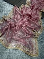Vêtement ethnique indien lourd Kasturi soie Georgette Saree avec fantaisie Dori avec fantaisie Zari et séquence complète travail fête porter Saree