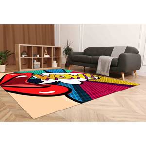 Alfombra Moderna Delgada con Diseño 'WOW' de Graffiti Lips, Alfombra Suave con Pelo Corto - Product Image 5