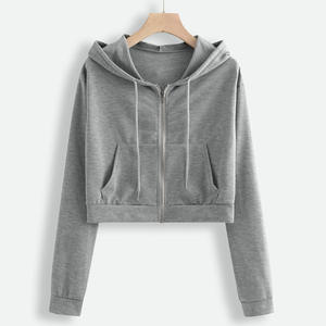 Top corto de lana para mujer con logotipo personalizado impreso, ropa de calle, sudadera de manga larga con cuello redondo, jerséis, sudaderas con capucha para mujer - Product Image 3