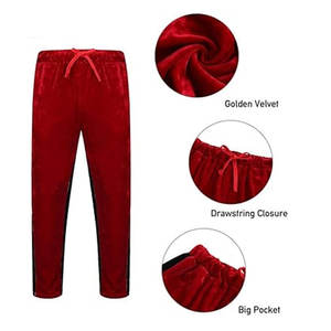 Conjunto Deportivo de 2 Piezas para Hombre, Corte Regular, Casual, Estampado Sólido, en Terciopelo - Product Image 5