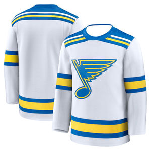 Maillot de hockey - Bleu avec des accents jaunes/blancs Logo classique Note Maillot athlétique Sublimation 3D HD 2026 - Product Image 3