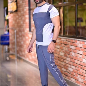 Ensemble de survêtements élastiques à dessin Vêtements d'entraînement pour gymnases et bodybuilding avec design personnalisé et logo Sportswear Casual Men Tracksuit - Product Image 1