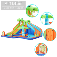 Castillo Inflable para Eventos Escolares con Doble Tobogán y Cañones de Agua Dobles, Cumple con las Normas ASTM y EN71, con Capacidad para 4 Niños